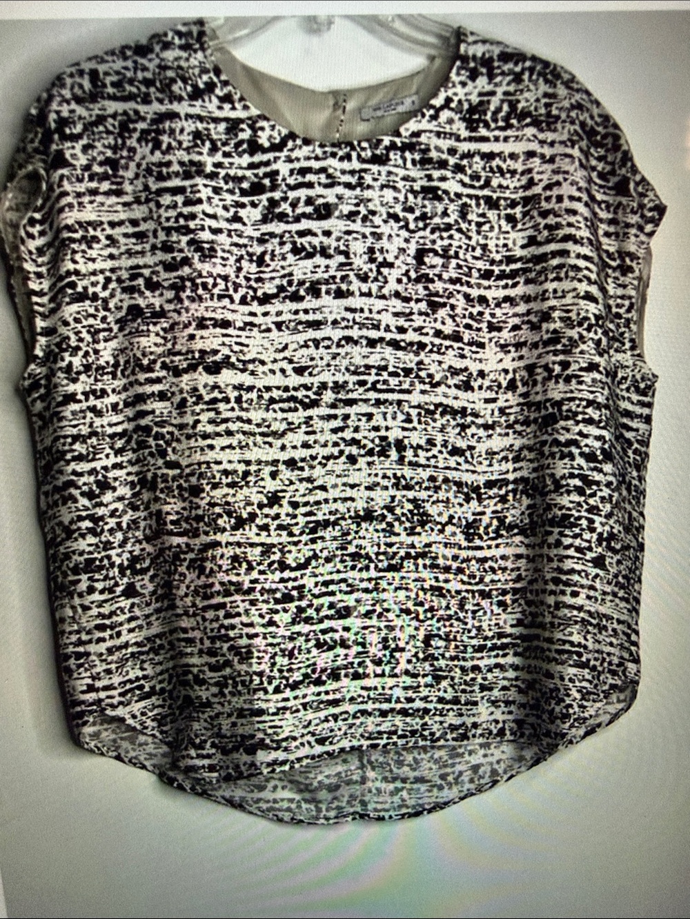 MM Lafleur Blouse Button up Back Medium Brown Animal Print Casual Career